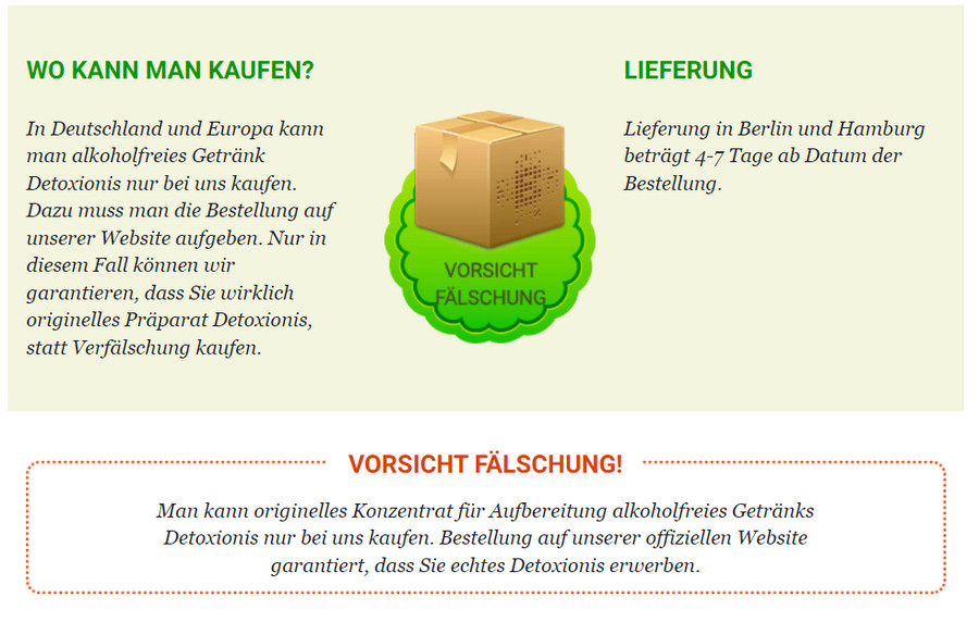 Lieferung von Detoxionis-Kapseln